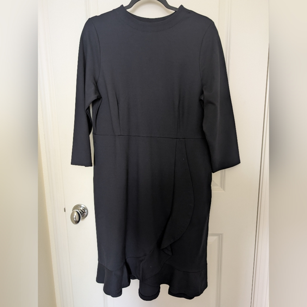 J. Jill Navy Blue Sheath Dress 3/4 Sleeve Crew Neck